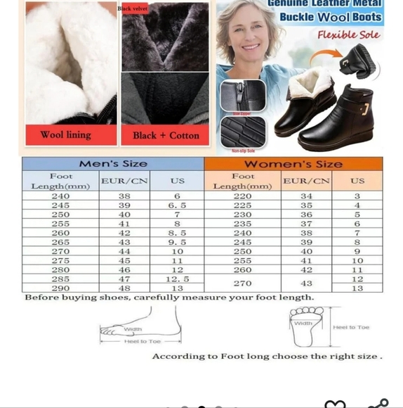 Brown Leather Orthopedic  Wool Lined Winter Boots with Zipper - Picture 3 of 5